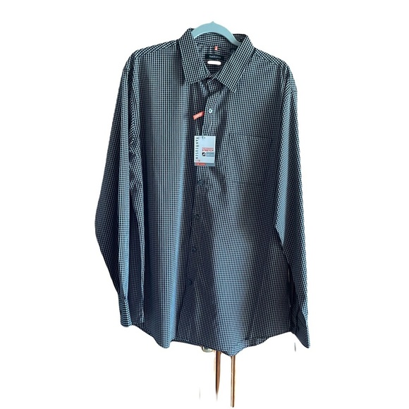 Van Heusen Travelers performance stretch Men's Black and White Checkered Shirt L - Picture 1 of 9